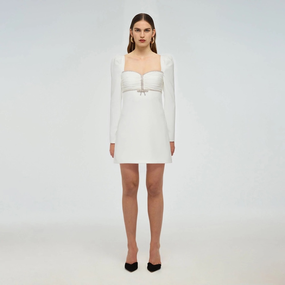 Self portrait white crepe mini dress
